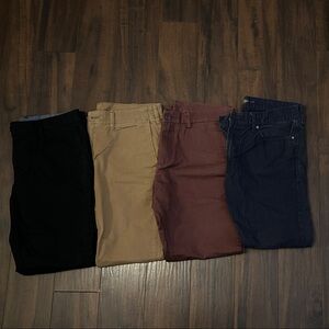 Set of Four Casual Men’s Pants in Black, Tan, Brown, and Blue